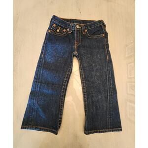 True Religion Girls SZ 12 Joey Crop Denim Jean Flap Pockets Wide Leg Y2K